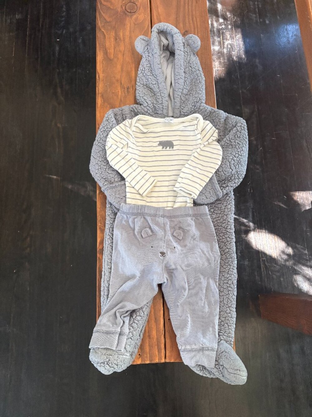 Carter’s Baby Bear 3-Piece Outfit Sherpa Hoodie Bodysuit Pants 6 months